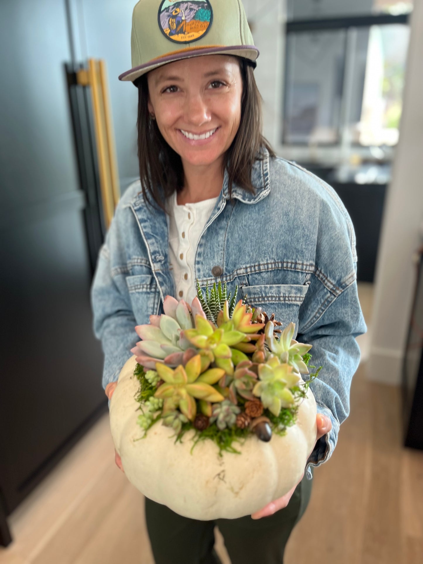 Large Succulent Pumpkin Centerpiece