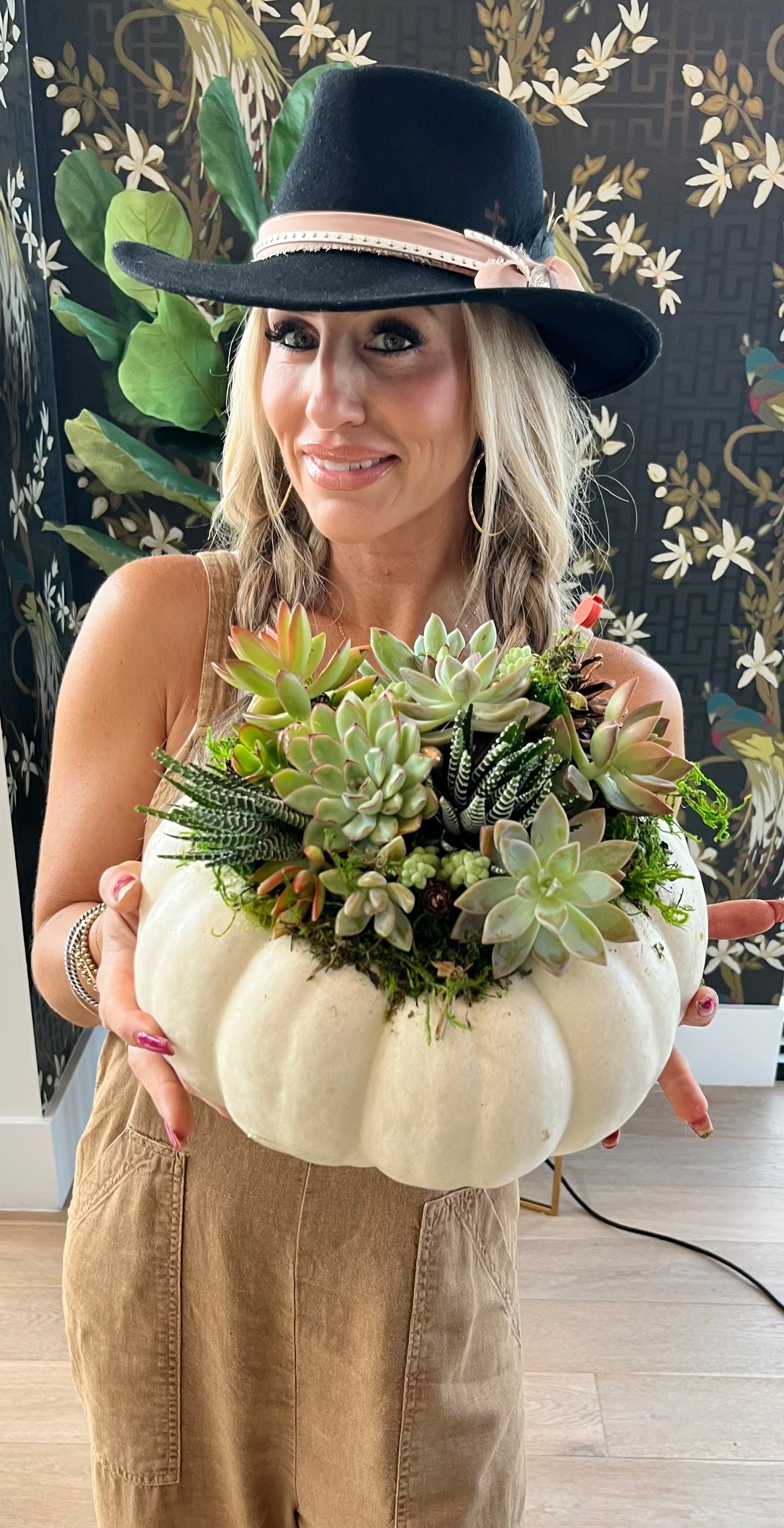 Large Succulent Pumpkin Centerpiece