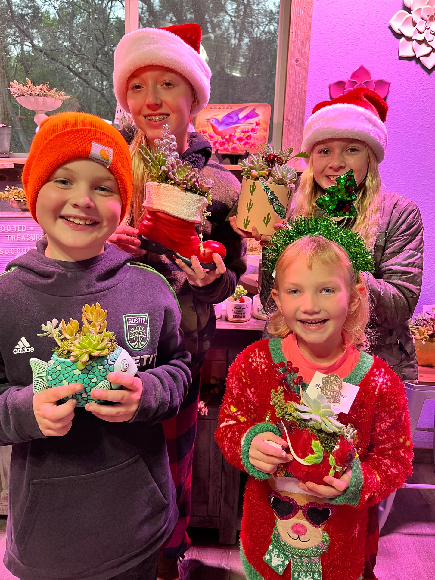 Christmas Succulent Workshop for Kids | Rooted Treasures Succulents