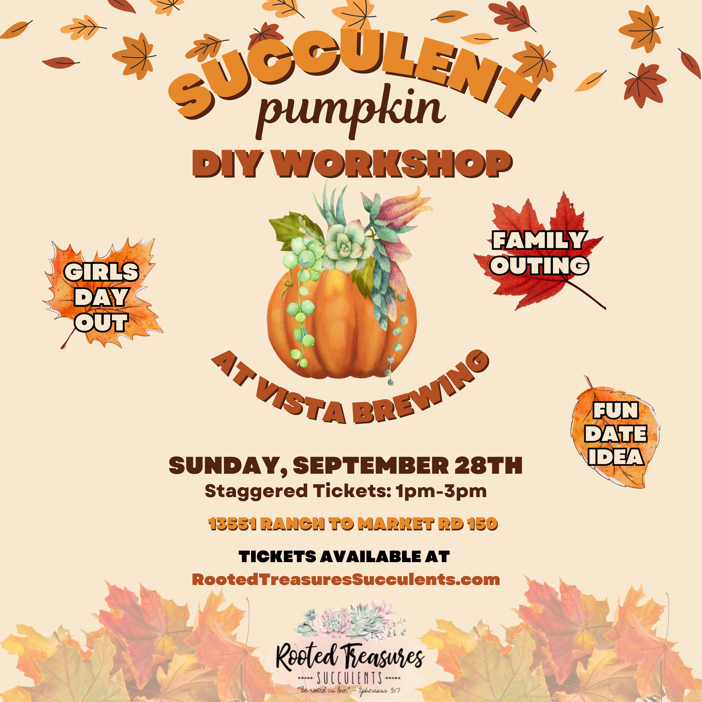 Succulent Pumpkin Workshop | Vista Brewing