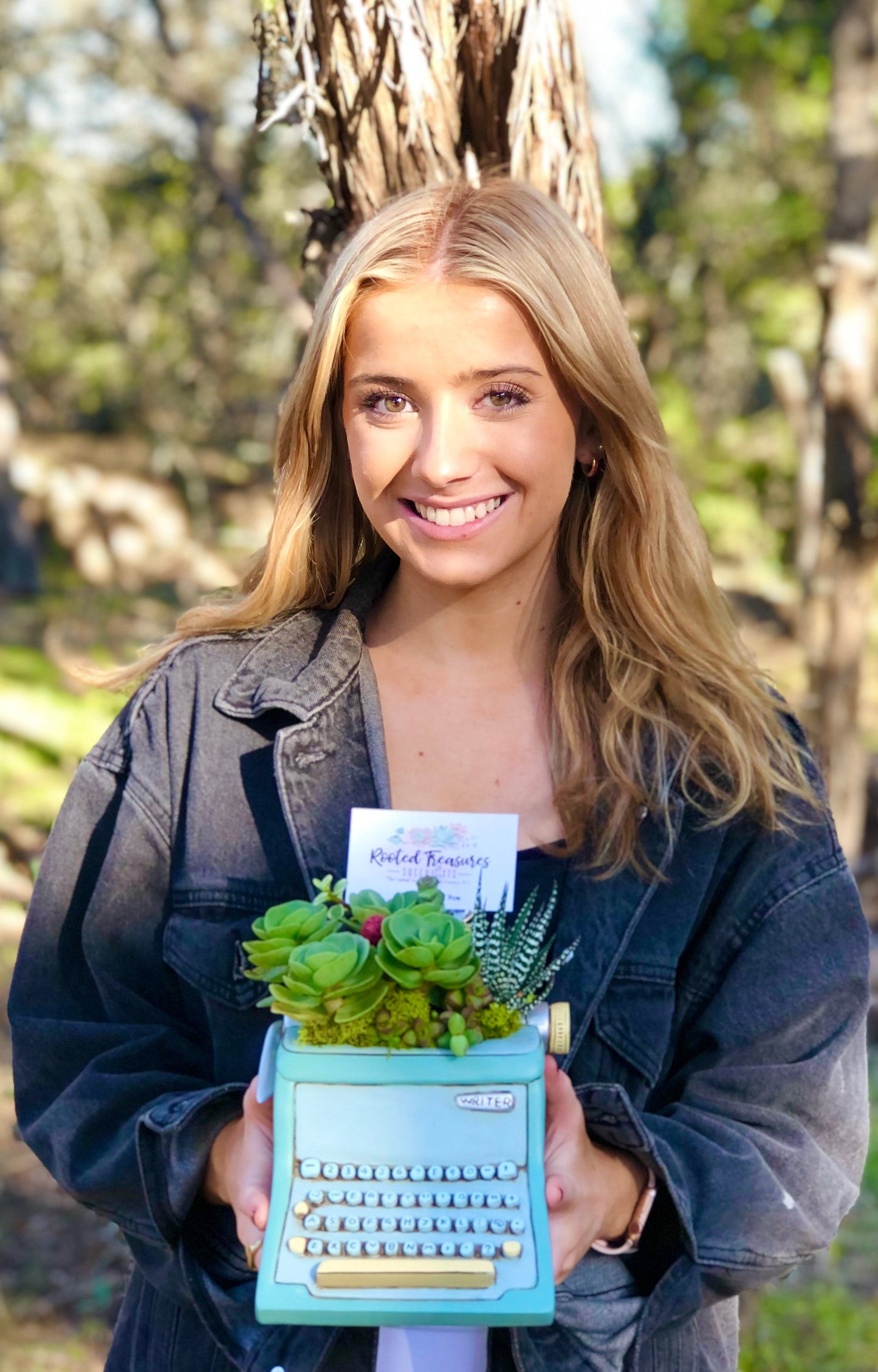 "Vintage Typewriter" Succulent Arrangement | Rooted Treasures Succulents