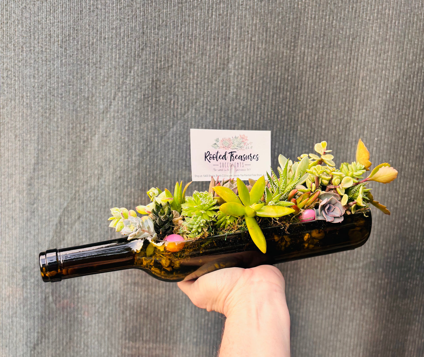 Wine bottle planter