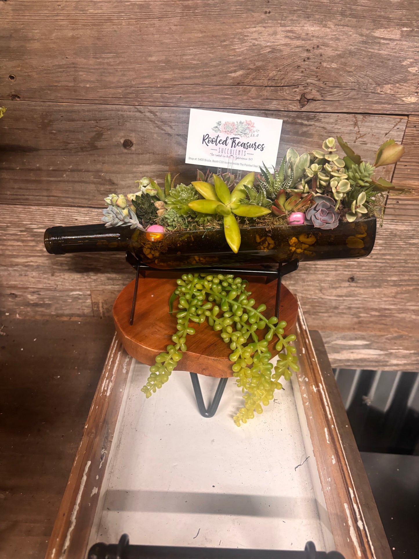 Wine bottle planter